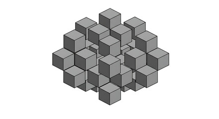 Isometric cubes assembling a bigger structure, showcasing three-dimensional arrangement