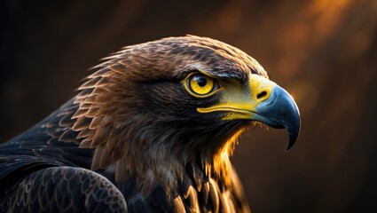 Naklejka premium A gorgeous short-toed eagle showcasing a striking eye