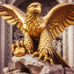 Estatua águila gigante dorada