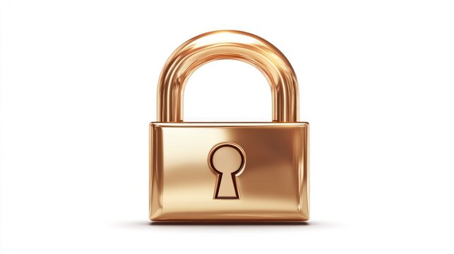 Golden Padlock with Shiny Finish Security Protection and Safety Symbol for Digital and Physi
