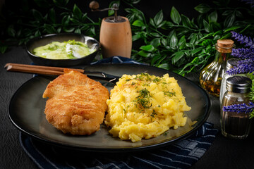 Breaded chicken breast fillet.