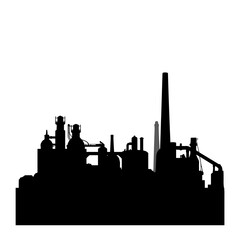 Fototapeta premium Industrial factory silhouette against a white background - Labor Day 