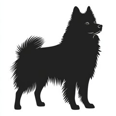 Obraz premium Silhouette of a Majestic Spitz Breed Dog: A Stately and Fluffy Companion in Black and White