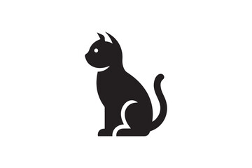 Fototapeta premium Symbol of simple siting cat icon silhouette in a simple, minimalist vector on a white background