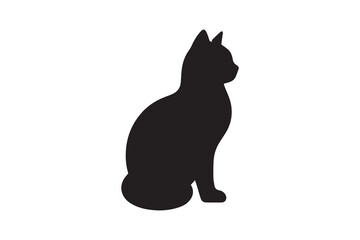 Symbol of simple siting cat icon silhouette in a simple, minimalist vector on a white background