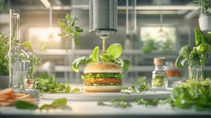 3D food printer creates plant-based burger patty with sustainable ingredients Generative AI