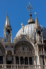 South facade of the Basilica of Saint Mark in Venice, Italy.