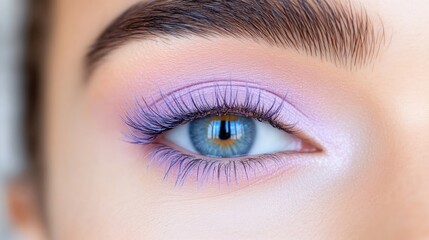 Obraz premium Close-up eye makeup, soft lavender hues