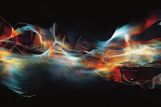 Fototapeta Vibrant abstract digital art with swirling patterns and dynamic color waves