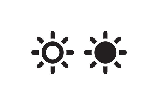 Outlined and filled sun icon symbols vector