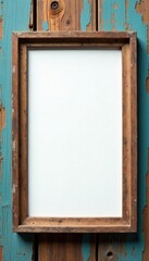 Aged, blank instant photo frame, distressed wood texture, patina, wood