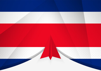 Costa Rica Flag with Abstract Paper Airplane Design, National Flag in a geometric folded paper style.