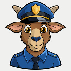 Head of a goat in a police uniform.