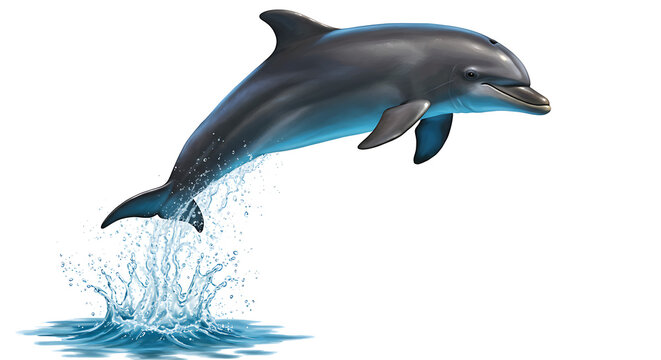Dynamic dolphin leaping from the ocean with splash vector illustration