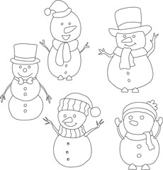 Snowman Clipart Illustrations: Hand-drawn Snowmen Doodles
