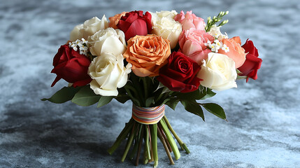 Bouquet of mixed roses (4)