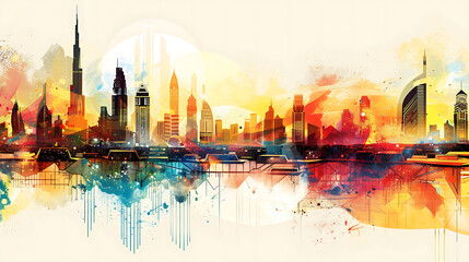 watercolor painting on the river