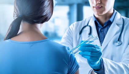 Pacientes siendo analizado en el médico. Concepto de salud y análisis a espermo.