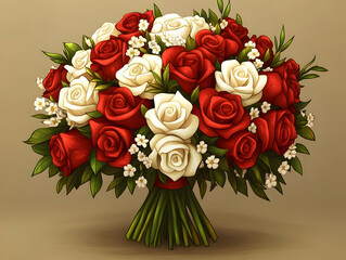 Fototapeta premium Bouquet of Red and White Roses (4)