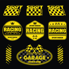 Sport race yellow designs set