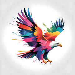 Colorful Abstract Eagle in Flight – Vibrant Splash Art Illustration