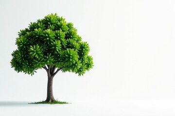White background with a single tree in the foreground, , minimalist, clean