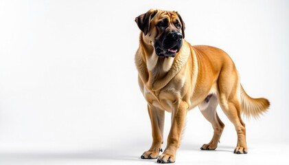 Obraz premium Majestic Mastiff, powerful stance, white background, head, majestic, purebred