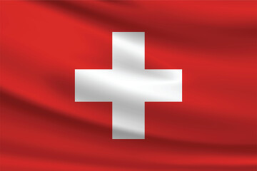 Fototapeta premium Vector flag of Switzerland. Switzerland waving flag background.