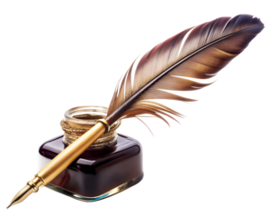 feather pen and ink