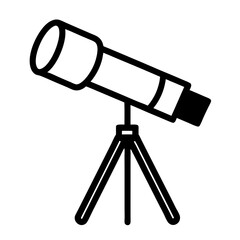 Telescope Vector Illustration For Astronomy Science And Exploration Projects Simple Black Outline