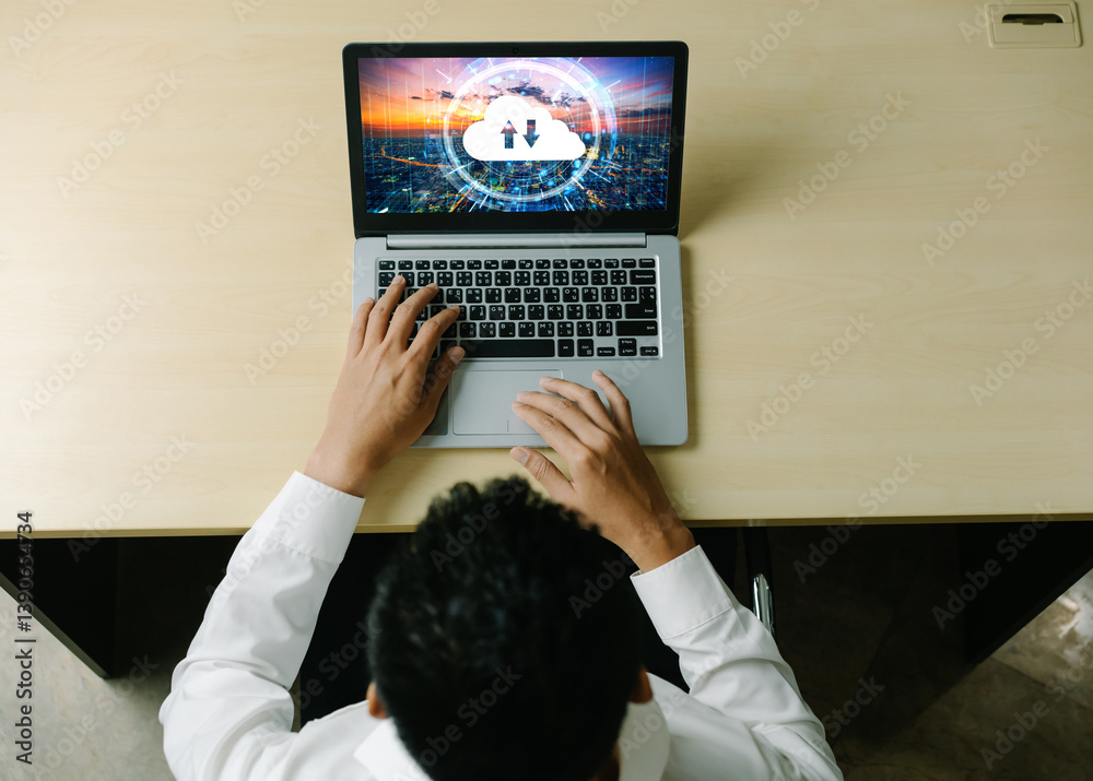 Poster cloud computing software for modish remote work and personal data storage