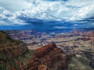 Stormy clouds over Grand Canyon with dramatic landscape view