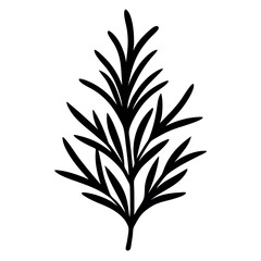 Herbal Leaf Silhouette Vector  Black Botanical Sprig Design Element
