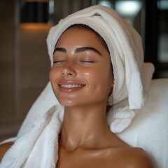 young woman in spa