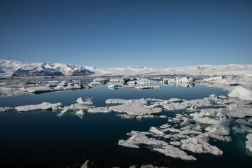 Fototapeta premium Panorama at Jökulsárlón, the glacier lagoon in Iceland