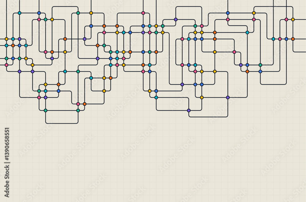 Poster circuit connect lines and dots. network technology and connection concept. decentralized network nod