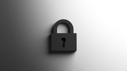 Secure Protection A Minimalist Black Lock Icon on Gradient Background for Safety and Privacy C