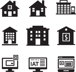 Fototapeta premium castle house icon set silhouette victor design isolated on the white background.