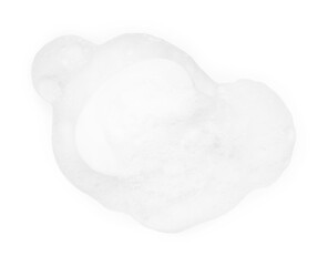 Soap with foam on white background, top view