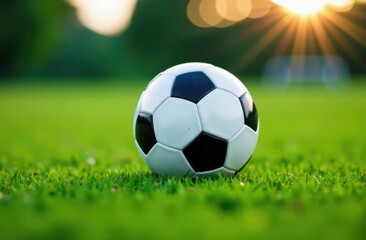 Naklejka premium Ball on the football field. Sports concept.