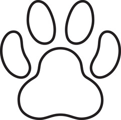 vector illustration, silhouette of a dog paw print, simple linear icons, doodle and sketch style, hand-drawn, isolated on a white background