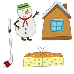 Hand-drawn Winter Illustrations: Colorful Winter Clipart Doodles