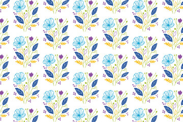 beautiful botanical field flower pattern with hand drawn line stems perfect for wallpaper textile card and abstract surfaces


