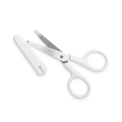 One scissors isolated on white, top view