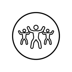 Group Workout Icon with Three People in a Circular Design  