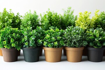 Fototapeta premium Lush greenery in decorative pots: indoor plant collection for modern home interiors