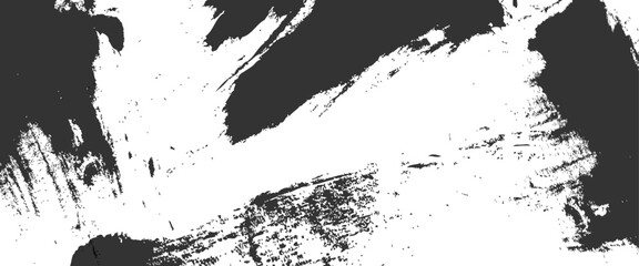 Abstract black ink splatters on white background. 