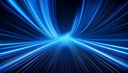 Fototapeta premium a digital landscape of vibrant blue lights and lines creating a futuristic atmosphere with a sense of depth and motion