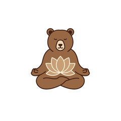 Obraz premium Zen Bear Meditating in Lotus Position