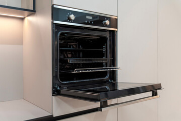 Built-in oven with open door